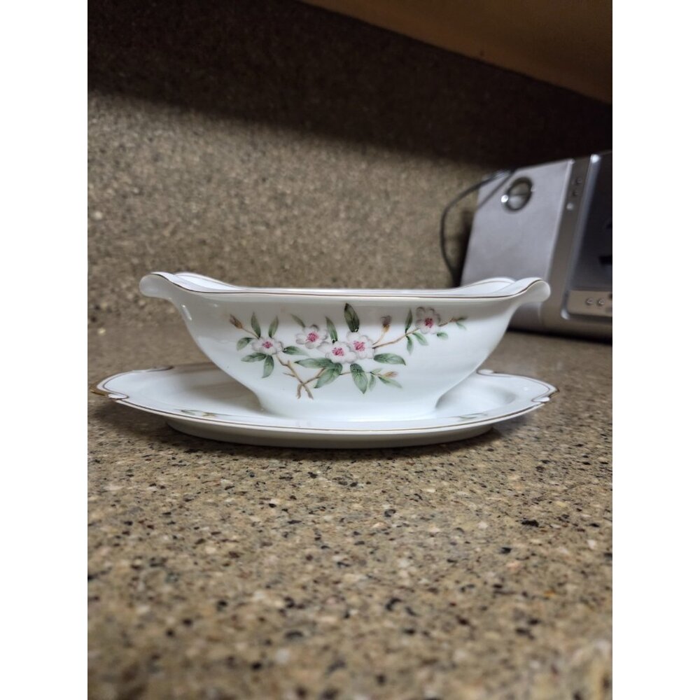 SeYei Gravy Boat Wild Cherry Pattern Fine China‎ Japan Se Yei 1958
